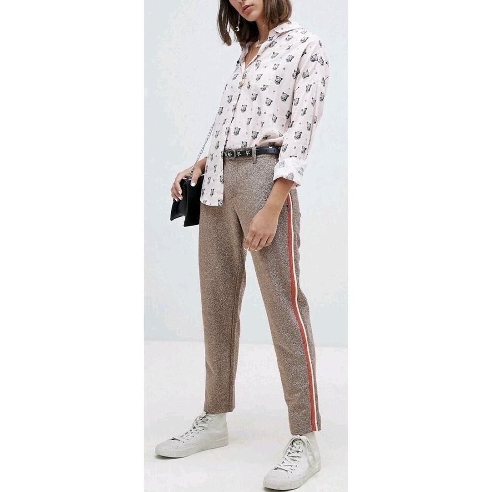 Scotch & Soda Metallic Bronze Track Pants with‎ Side Stripe Size XS